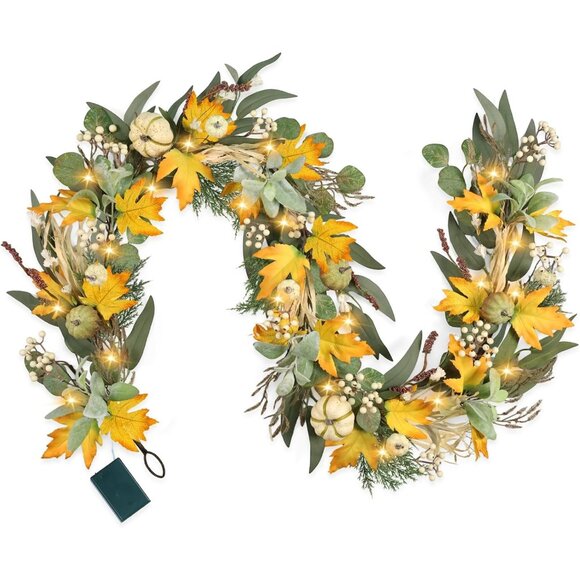 Other - 6 Ft Fall Garland for Mantle Fall Decorations for Home Porch Fall Maple Leaves G